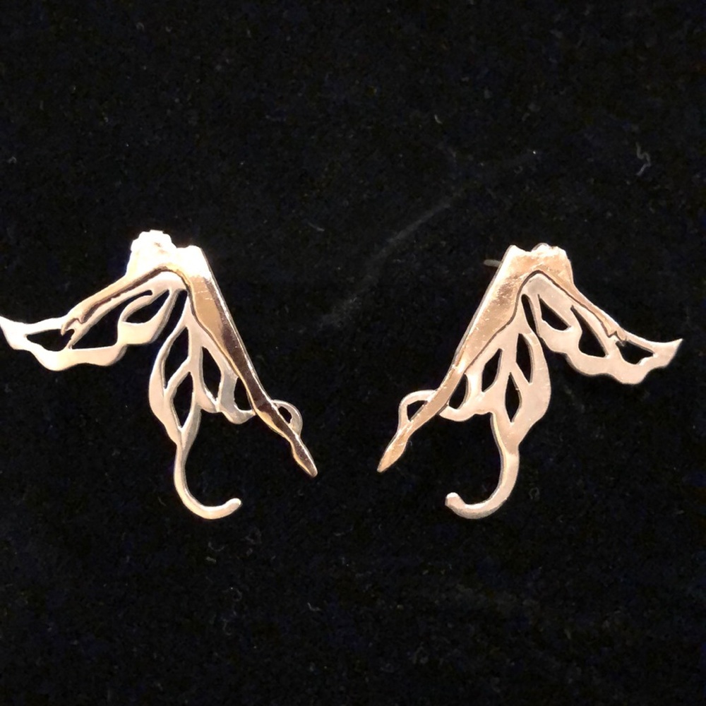 Silver and 14k gold vintage pierced earrings